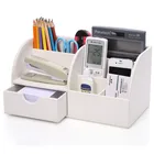 Desk Organizer Custom White Handmade PU Faux Leather Desk Office Organizer