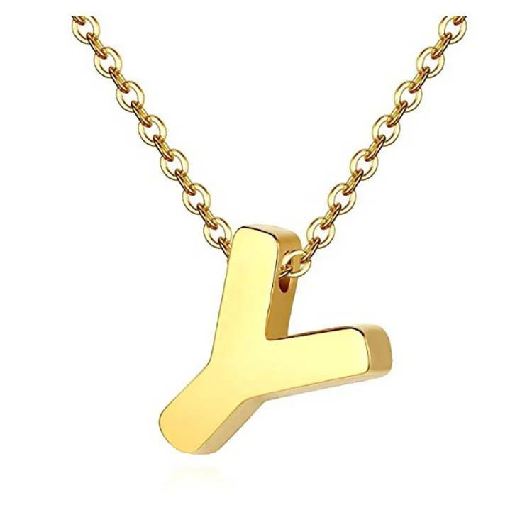 Stainless Steel Tiny Initial Necklace 
