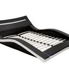 White Leather Bed White Bed White Curve Shape White And Black Genuine Pu Leather Bed Frame With LED Light