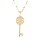 Paved Pendant High Quality Exquisite 14K Gold Plated Zircon CZ Micro Paved Key Shape Pendant Necklace