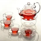 Coffee Tea Set Tea High Quality COE 3.3 Heat Resisting Colored Crystal Tea Set Price For Tea Coffee With Designed Logo