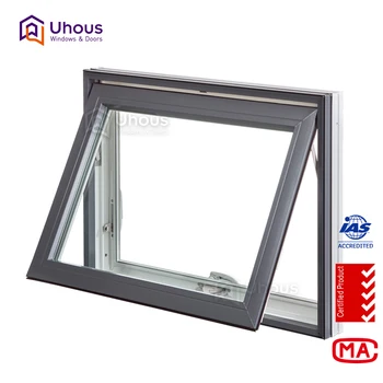 Modern Design Aluminium Top Hung Window Swing Open Glass Awning With