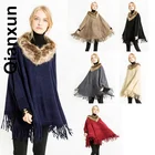 Fashion Fashion Floral Warm Winter Ladies Faux Fur Shawl Scarf Winter Women Pashmina Acrylic Shawl With Tassel