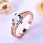 PLW013 Universal rose gold moissanite engagement ring GRA certified 6.5mm gemstone