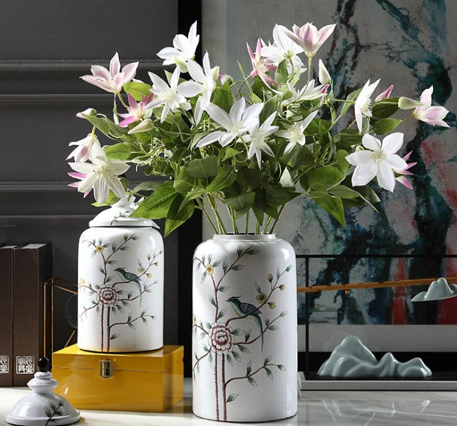Details about   3 Head Clematis Artificial Silk flower Orchid Home Room Decoration Flowers 