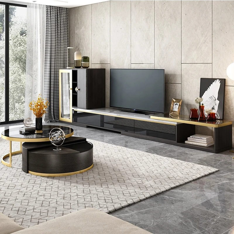Rectangular MDF material living room furniture luxury modern used tv table
