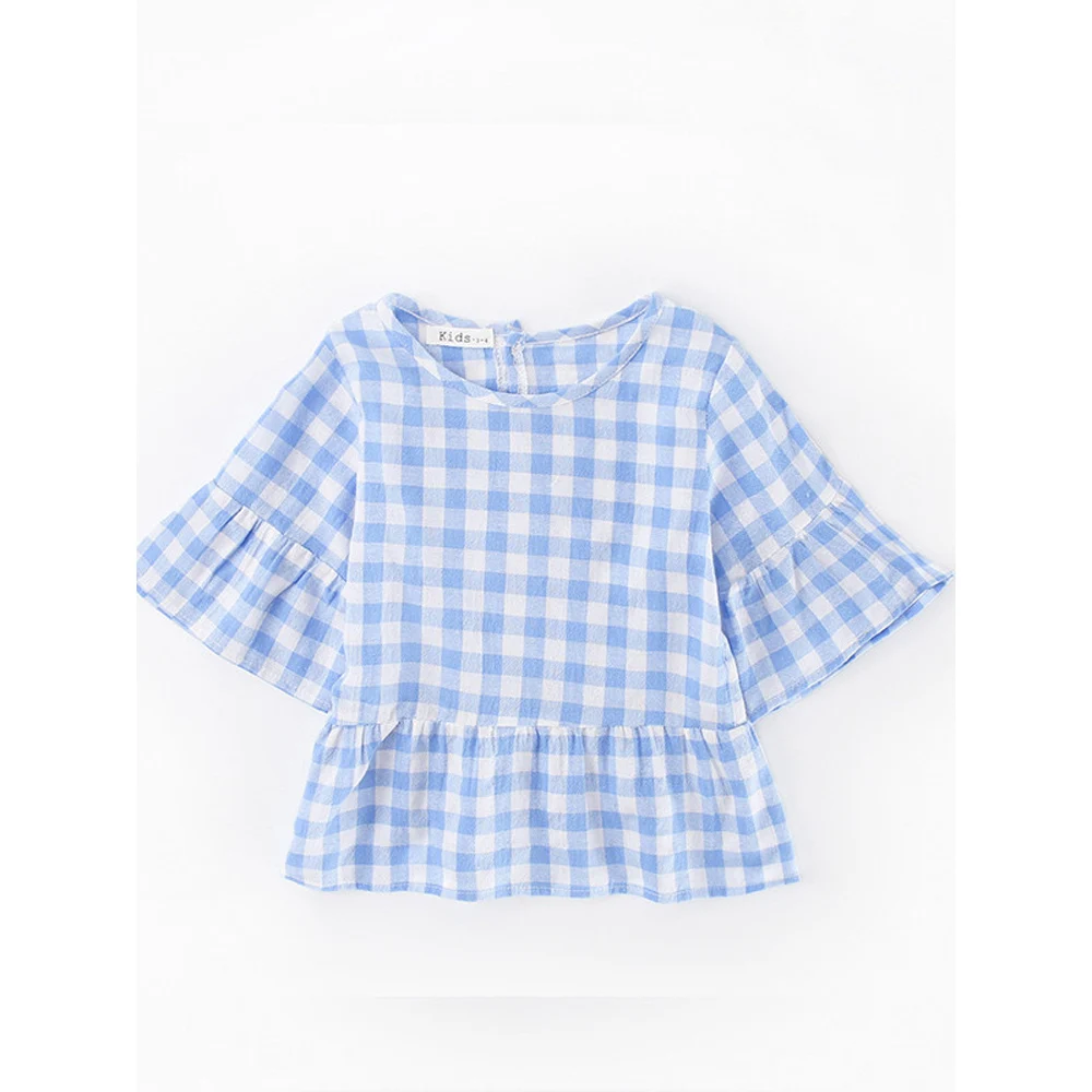 New Style Summer Children ruffle plaid top and shorts girls' clothing sets