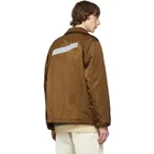 Men Sleeve Jacket Jacketjacket OEM Men Brown Coaches Logo Long Sleeve Lightly Padded Nylon Canvas Jacket