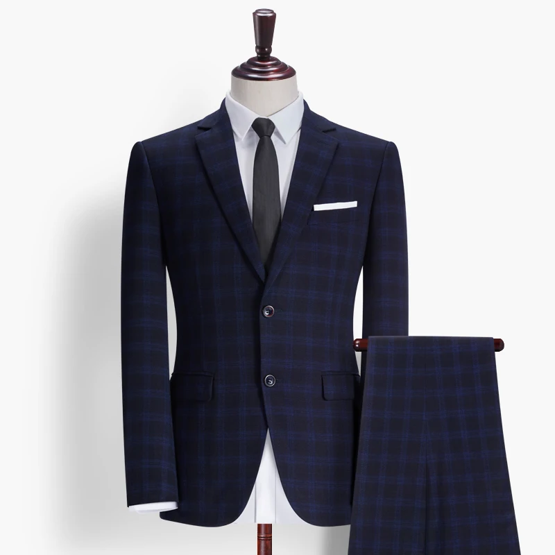 dark blue check blazer