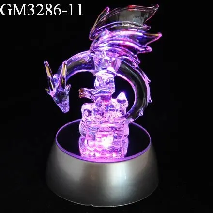 LED Dragon Shaped Animal Glass Figurine Wholesale hand blown glass dragon factory