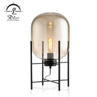 Hot Sale Round Modern Special Bedroom Amber Iron Glass Table Light