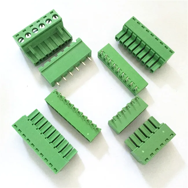 300V 10A 6 Pin 5.08mm PCB tornillo enchufable para bloques terminales 3pcs verde