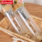 Tea Bottle Tea Infuser Bottle Bamboo Lid Tea Infuser 500ml Double Walled Borosilicate Glass Water Bottle