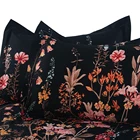 100% Soft Microfiber Duvet Cover Set Floral Printed Pattern Black Color 3-piece Set Quilt Cover