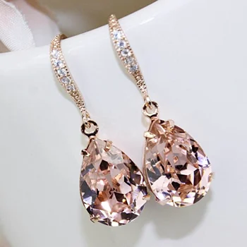 Fashion Design 925 Sterling Silver Rose Gold Plated Drop Shape Morganite Drop Earring,Silver Earring