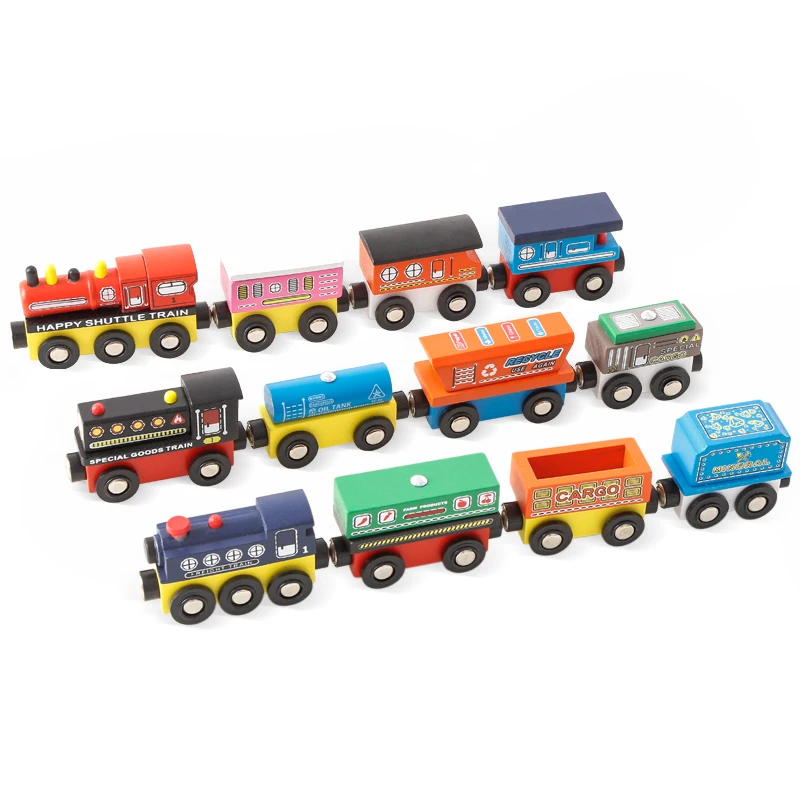 wooden magnetic train cars