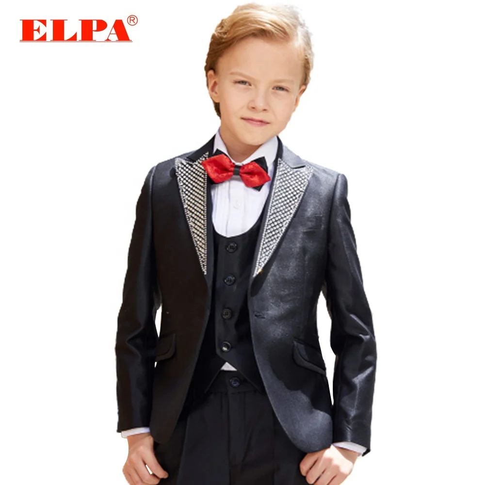 ELPA ELPA Boys Suits Slim Fit Formal Dress Suit 6 Piece Teen Black Suit Navy Blue Suit for Wedding Suits Set 