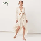 Cotton Skirts Skirt Maxi Skirt Organic Cotton High Low Ruffle Skirts Boho Ladies Frill Ruched Maxi Skirt
