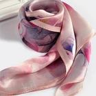 Scarf No MOQ High End Custom Digital Print Square Pure Silk Charmeuse Lady Scarf