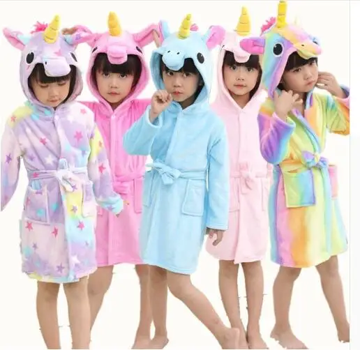 Boys Girls Bathrobes Toddler Kids Hooded Robes Sleepwear for Girls Boys 