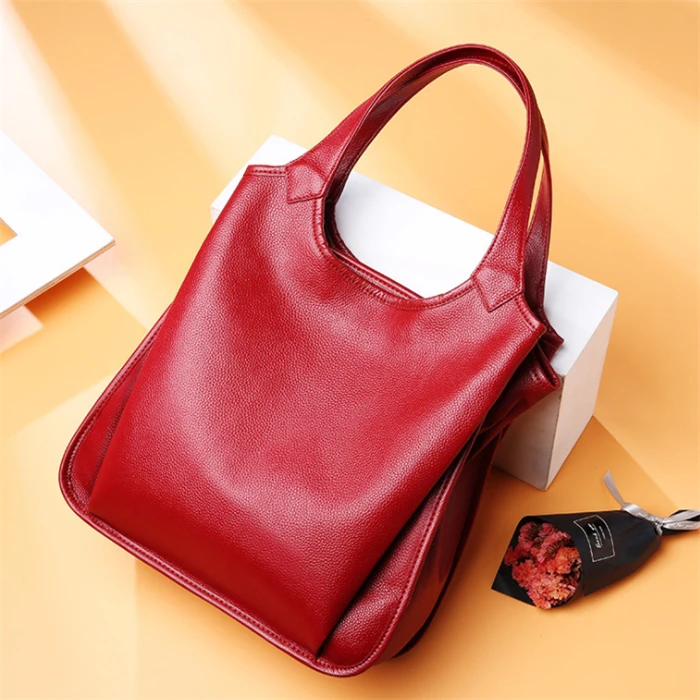 Retail top grain tote bag ladies bag woman genuine leather handbags