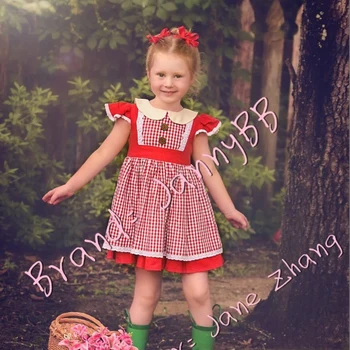 baby girl red gingham check boutique remake pinafore dress
