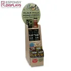Wooden Stand Display Custom Made Floor Standing Wood Canned Honey Display Supermarket Shelves