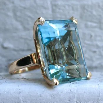 Princess Diamond Ring Engagement Sapphire Ring Anillos for Women Bizuteria Jade Diamond Jewelry Topaz Stone Dropshipping Blue
