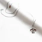 Silver Necklace Silver Solid 925 Sterling Silver Airplane Pendant Necklace Plane Jewelry