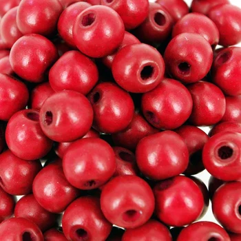 Dark Red Round Wooden Beads Dyed Lead Free Car Seat Bead Wood Bracelets 6-22mm