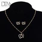 Gold Heart Earrings DTINA Queen Elizabeth Jewelry Set Saudi Gold Design Heart Earrings And Necklace Gift Sets