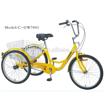 yellow 3 wheel bike