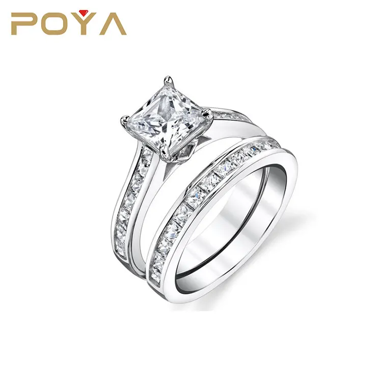 Poya مجوهرات فضة الأميرة قص طقم عروسة الاشتباك خاتم الزواج مع مكعب زركونيا Buy الفضة الاسترليني خاتم الخطوبة مكعب زركونيا خواتم الخطبة الفضة الزفاف خاتم الخطوبة Product On Alibaba Com