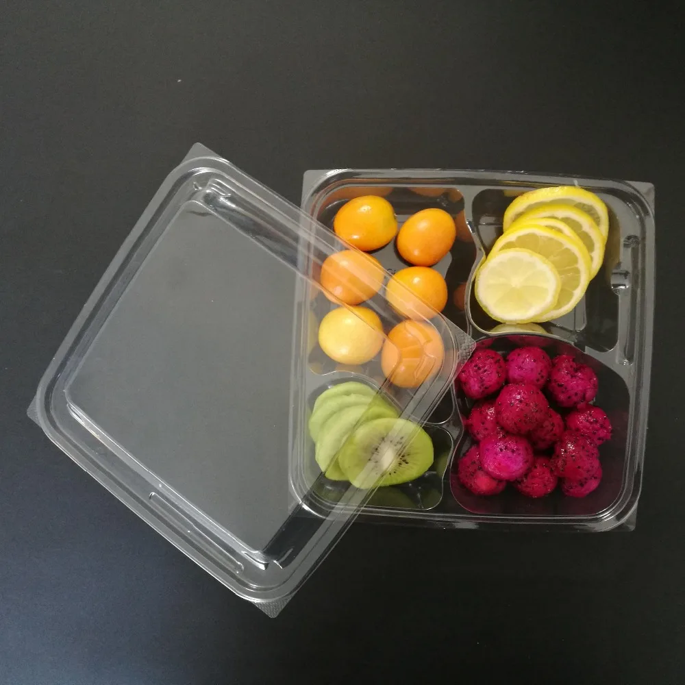 Yasu Fruit Tray with Compartments Airtight Food Storage Container Fruit  Tray with Lid 4/6 Compartments Divided Snack Box Container 