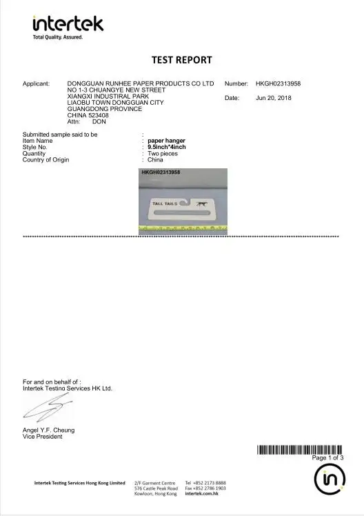 100% Recyclable Cardboard Hangers Custom Size For Dolls And Kids Clothes