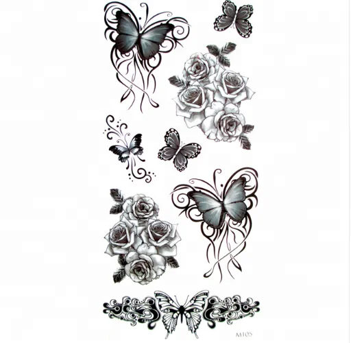 3d Black Butterfly Tattoo Stickers Temporary For Man Woman - Buy Hand Tattoo  Sticker,Sex Tattoo Sticker,Full Body Sticker For Macbook Product on  