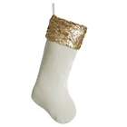 With Cream Velvet Body Christmas Stocking With Gold Decoration Sequin Glitter Cuff