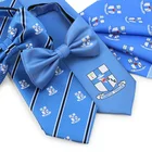 Custom Design Blue Necktie Bow Tie And Scarf Set For Gifts