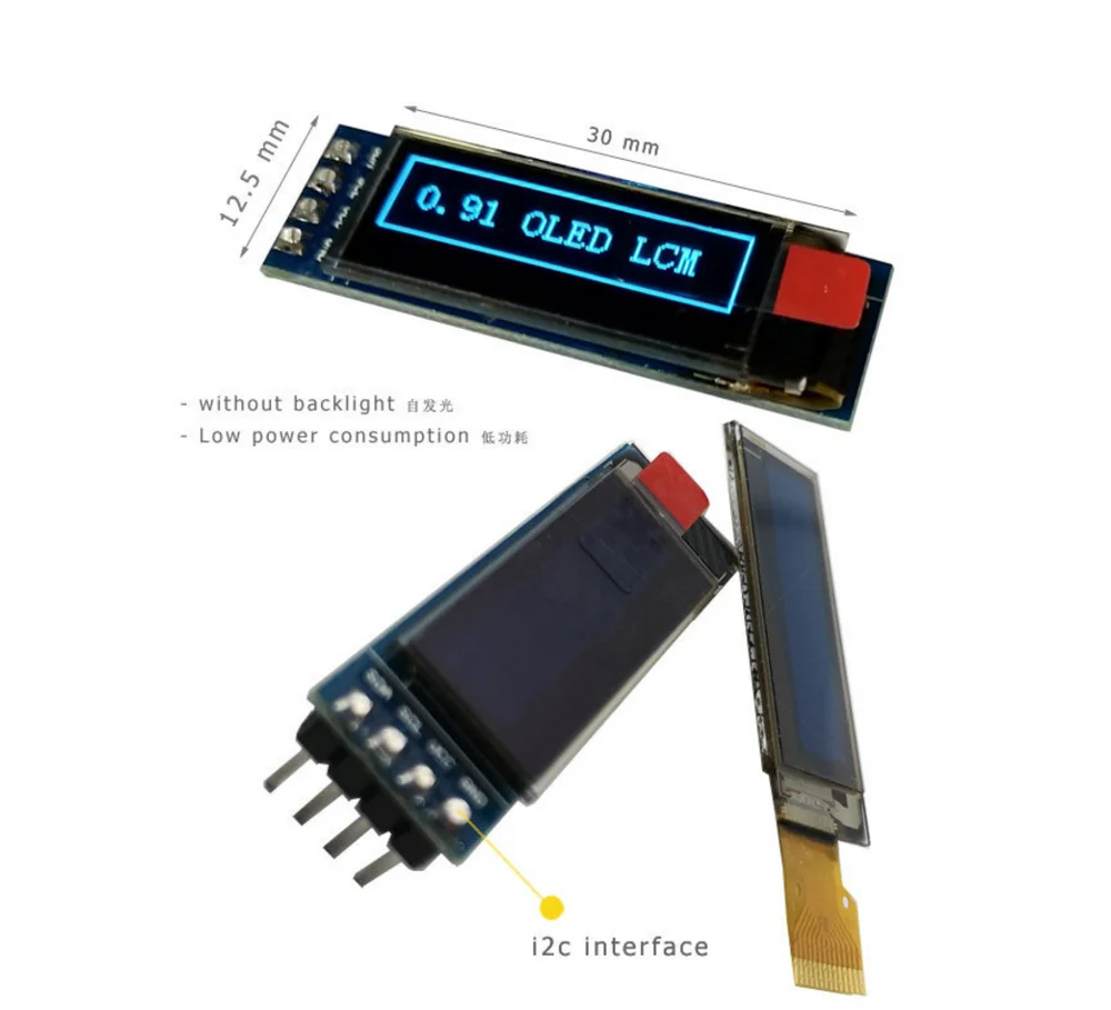 OLED Modul IIC Anzeige Module I2C Display Module IIC I2C 0,91 128x32 blaues Farbzeichen OLED-Anzeigemodul OLED-Treiber 
