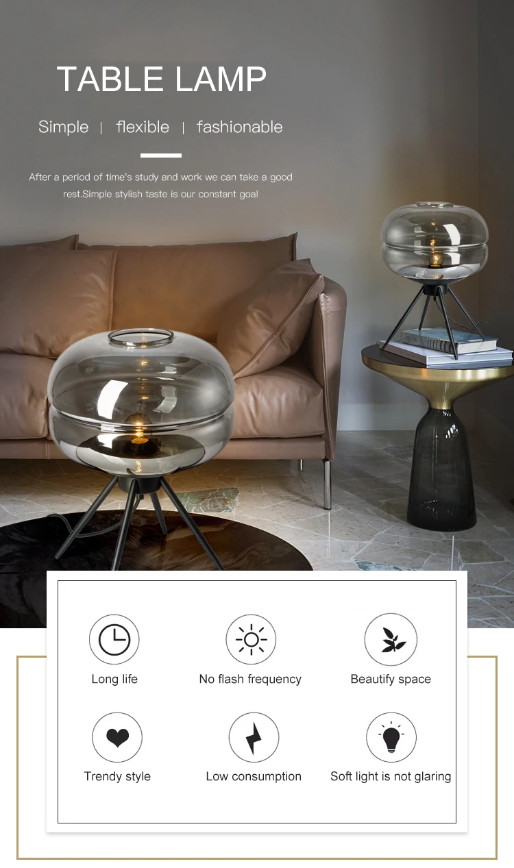 lcj t038 high quality indoor energy saving blue and black iron glass e27 desk light table lamp-0