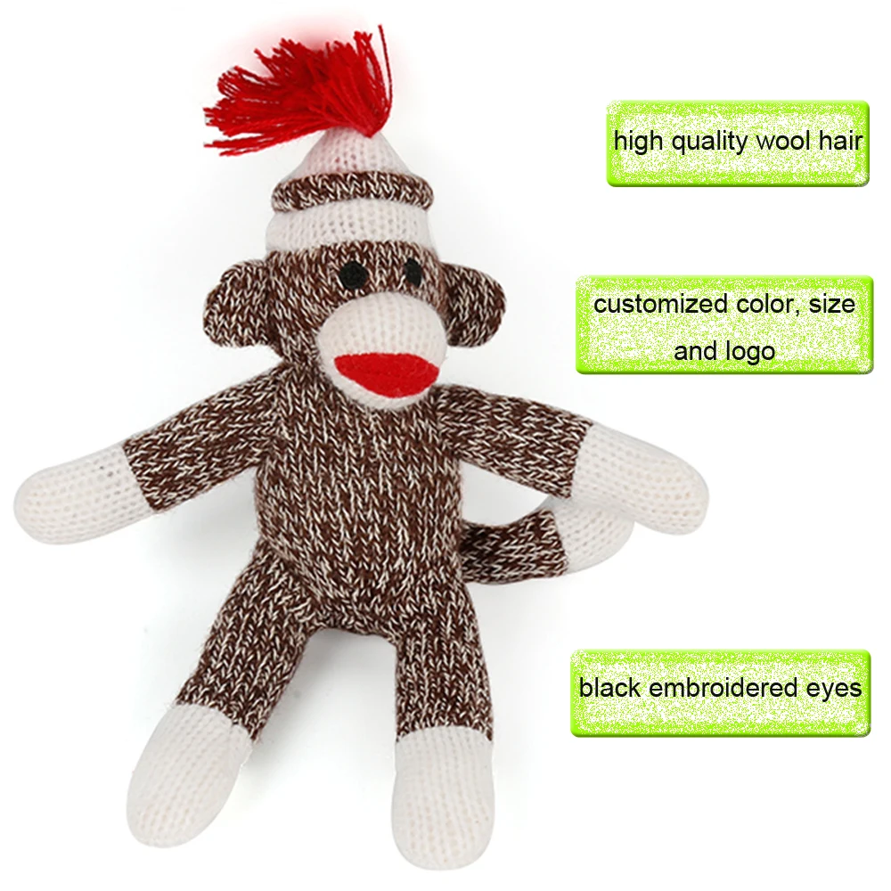 Sock Monkey Babies Brown Soft Toy Plush Cuddly Cute Kids Childs Toy washable 