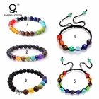 Gem Believe Bracelet Healing Reiki Gem Stone 7 Chakra Matte Agate Stone Lava Stone Bracelet