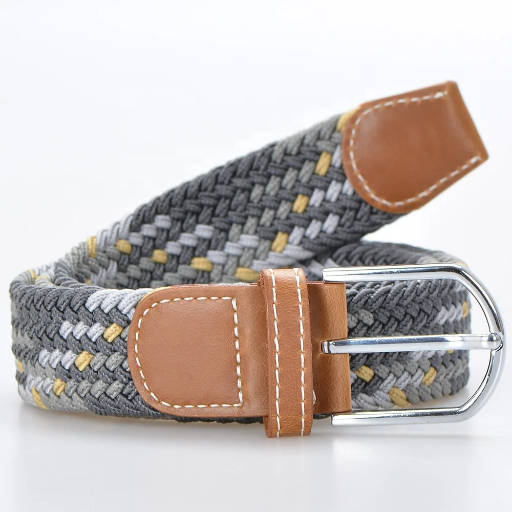Mens women unisex elastic fabric braided stretch woven jeans belts