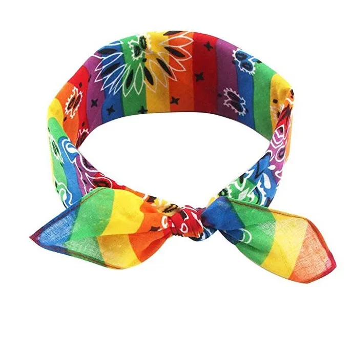 Details about   Rainbow Stripe Bandana LGBTQ Cotton Handkerchief Pride Rave Parade Multi Use