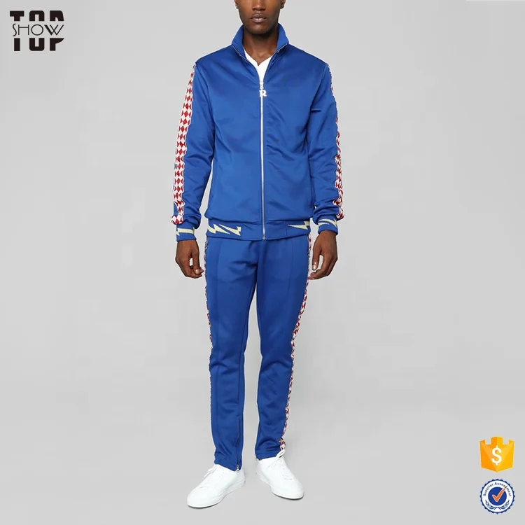 blue polyester tracksuit