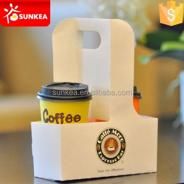 With handle reusable cardboard coffee paper cup holder