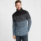 Acrylic Sweater 100% Acrylic Fashion Winter Pullover Stripe Cable Knit Men Turtleneck Sweater