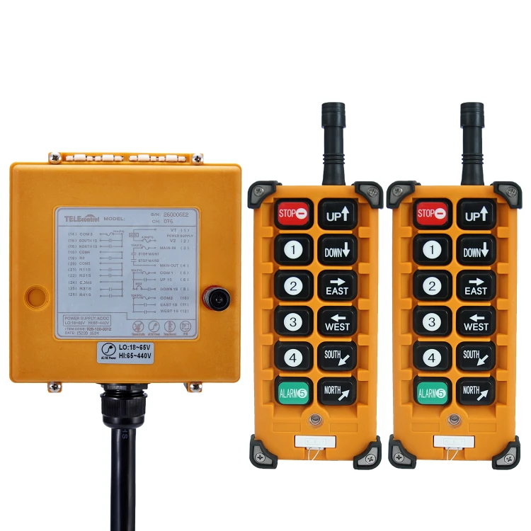 Remote Control 1 Receiver for Bridge Crane/Overhead Crane Industrial Control Wireless Electric Hoist Button Switch Hoist Remote Control 2 Transmitter