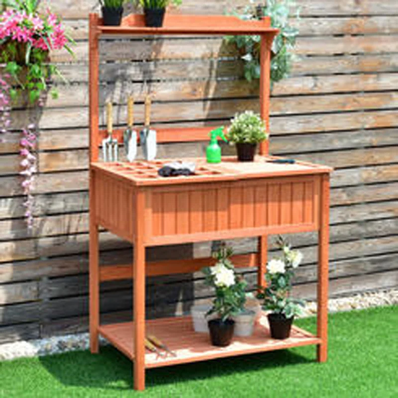 POTTING BENCH GARDEN TABLE OUTDOOR WORKSTATION WOODEN STAGING STURDY PLANTS 