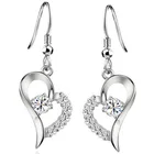 Drop Earrings CZ Zircon Amethyst Crystal Romantic Love Heart Wedding Party Women White Jewelry